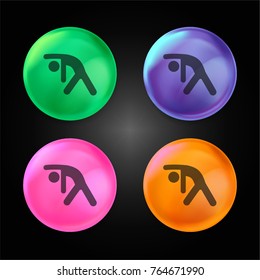 Warming crystal ball design icon in green - blue - pink and orange.