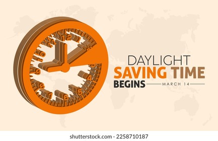 warming darkness fall concept banner design of Daylight Saving Time begins observed on March 14