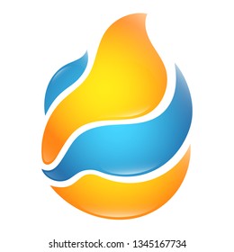 Warming flame and cooling wave symbol for air conditioner