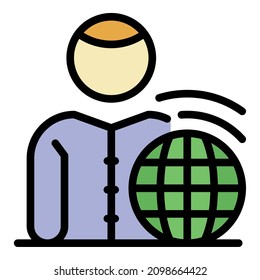 Warming planet icon. Outline warming planet vector icon color flat isolated