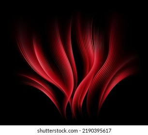 Warming red waves. Hot air flow. Magic light effect