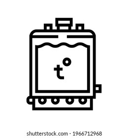 warming tank for preparing cheese line icon vector. warming tank for preparing cheese sign. isolated contour symbol black illustration