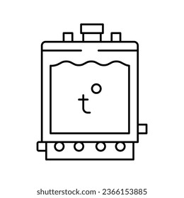 warming tank for preparing cheese line icon vector. warming tank for preparing cheese sign. isolated contour symbol black illustration
