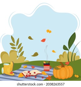 warming tea in the autumn park
