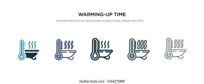 warming-up time icon in different style vector illustration. two colored and black warming-up time vector icons designed in filled, outline, line and stroke style can be used for web, mobile, ui