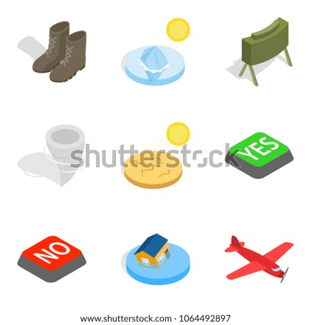 Warmonger icons set. Isometric set of 9 warmonger vector icons for web isolated on white background