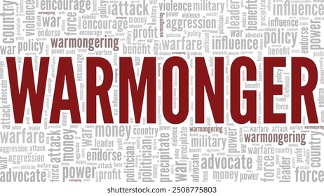 Warmonger word cloud conceptual design isolated on white background.