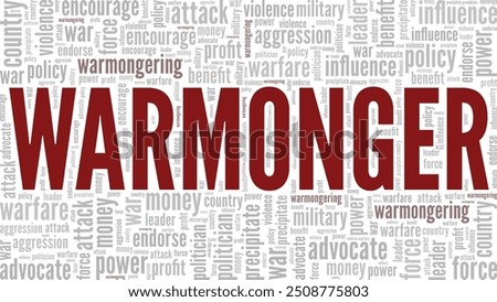Warmonger word cloud conceptual design isolated on white background.