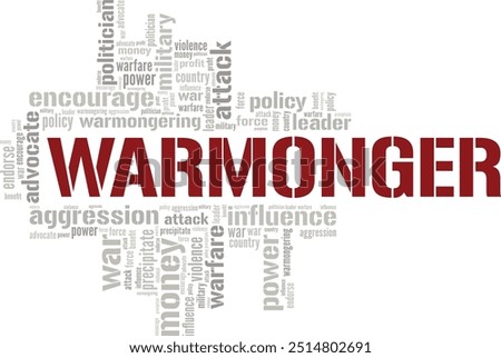 Warmonger word cloud conceptual design isolated on white background.