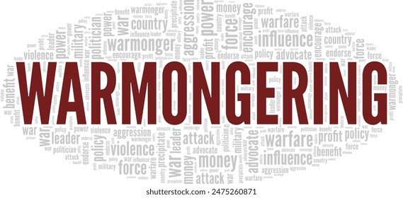 Warmongering word cloud conceptual design isolated on white background.