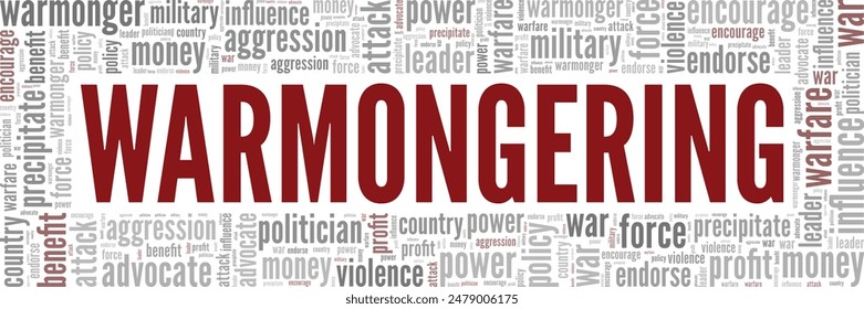 Warmongering word cloud conceptual design isolated on white background.