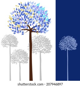 Warmth color tone of tree with Blue color band on right