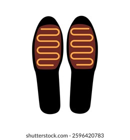 warmth electric heated insoles cartoon. rechargeable battery, foot comfort, warmth footwear warmth electric heated insoles sign. isolated symbol vector illustration