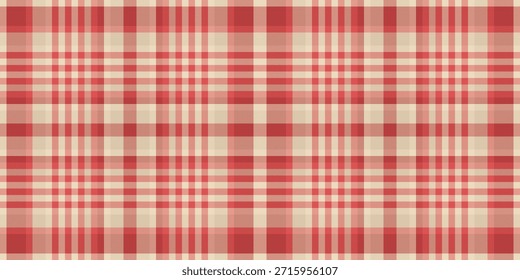 Tartán de textura de tela cálida, textil sin costuras de Vector de plataforma. Patrón de Profesional de fondo de verificación a cuadros en la paleta de colores claros y rojos.