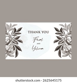 Warm-toned floral card with classic serif fonts and minimal layout.