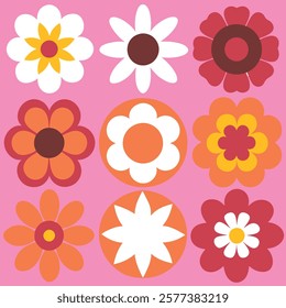 Warm-toned flower design with bold retro-inspired elements