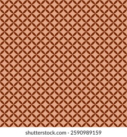 A warm-toned geometric pattern featuring interlocking circles and diamonds in earthy brown shades, creating a classic, elegant, and timeless visual appeal