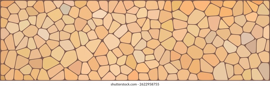 Warm-toned mosaic tile pattern with irregular polygon shapes and brown grout lines, ideal for rustic, natural, or decorative backgrounds and surfaces.

