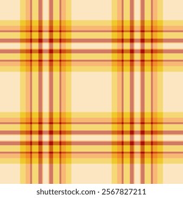 Warm-toned plaid pattern in yellow, orange, and red hues. Perfect for textile design, website backgrounds, or autumn-themed projects.  Seamless repeat for versatile use.  Clean and modern aesthetic.