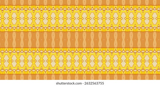 Patrón tribal geométrico sin costuras de tonos cálidos en amarillo y marrón