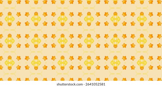 Warm-toned seamless pattern with golden sea creatures and orange starfish. Great for tropical or summer-themed backdrops. Keywords: seamless, ocean, summer, pattern, background.
