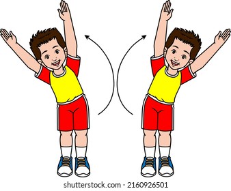 Warm-up Exercises for Kids vector illustration isolated on white background