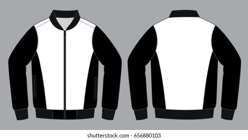 Warm-Up Jacket Design Vector With White/Black Colors.Front And Back Views.