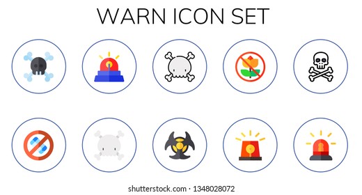 warn icon set. 10 flat warn icons.  Simple modern icons about  - danger, no phone, siren, biohazard, no picking flowers