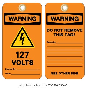 Sinal de símbolo de etiqueta de aviso de 127 volts, Ilustração de vetor, Isolar no fundo branco Label.EPS10