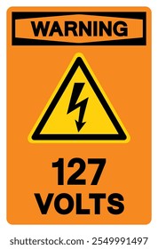 Sinal de símbolo de etiqueta de aviso de 127 volts, Ilustração de vetor, Isolar no fundo branco Label.EPS10