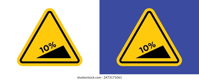 Advertencia sobre la pendiente empinada hacia delante que indica una inclinación brusca en el camino