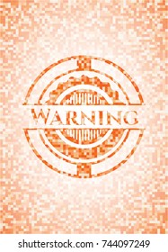 Warning abstract orange mosaic emblem