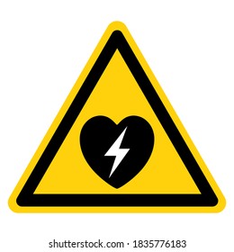 Warnhinweis AED Automated External Defibrillator Symbol Sign, Vektorgrafik, einzeln auf weißem Hintergrund Label .EPS10