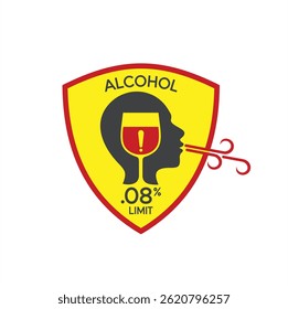 warning alcohol .08% limit, vector art.