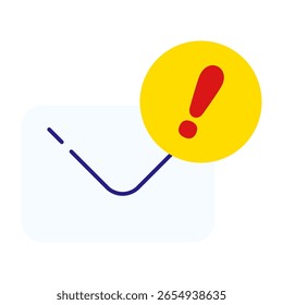 Warning or alert icon on mail envelope