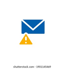 Warning alert message icon. Simple flat style for web template and app. Email, suspicious, letter, mail, news, notification, vector illustration design on white background. EPS 10