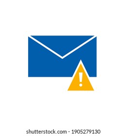 Warning alert message icon. Simple flat style for web template and app. Email, suspicious, letter, mail, news, notification, vector illustration design on white background. EPS 10