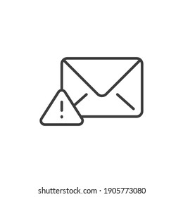 Warning alert message icon. Simple line style for web template and app. Email, suspicious, letter, mail, news, notification, vector illustration design on white background. EPS 10