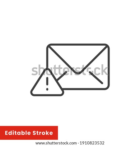 Warning alert message icon. Simple line style for web template and app. Email, suspicious, letter, mail, news, notification, vector illustration design on white background. Editable stroke EPS 10