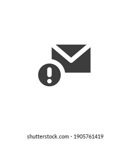 Warning alert message icon. Solid style for web template and app. Email, suspicious, letter, mail, news, notification, vector illustration design on white background. EPS 10