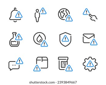 Warning and Alert Notification vector line icons. Error, Attention and Caution outline icon set.