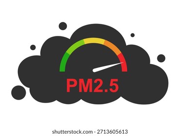 Warnmeldung PM 2.5 in Staubmesseranwendung von smartphone.PM 2.5 Infografik. Informationen über Staub PM2.5 Quelle. Luftverschmutzung.