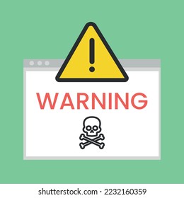 Alerta. Firmar con el símbolo de la marca de exclamación. Error de equipo, mensaje de advertencia, ilustración de alerta de seguridad