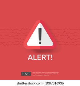 Warning Alert Sign With Triangle Exclamation Mark Symbol. Hazard Disaster Concept. Attention Protection Icon. Severe Weather And Earthquake Notification. Vpn Internet Safety Alert Vector Illustration