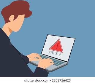 sistema de alerta de advertencia de concepto hackeado en la red informática de cybercriyme y software malicioso de virusP
