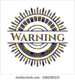 Warning arabic badge background. Arabesque decoration.