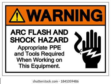 Warnung vor ARC-Blitz und -Shock-Hazard Symbol-Zeichen, Vektorgrafik, einzeln auf weißem Hintergrund - Etikett .EPS10
