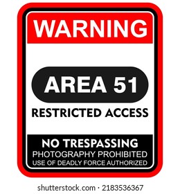 Warning Area 51 Restricted Access Sign Stock Vector (Royalty Free ...