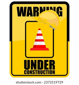 Warning, Area Under Construction, sign and sticker vector