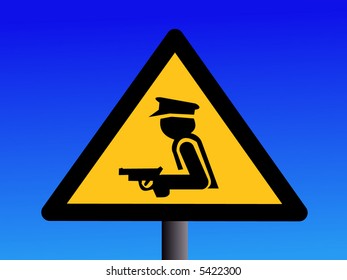 warning armed security guard sign on duty illustration